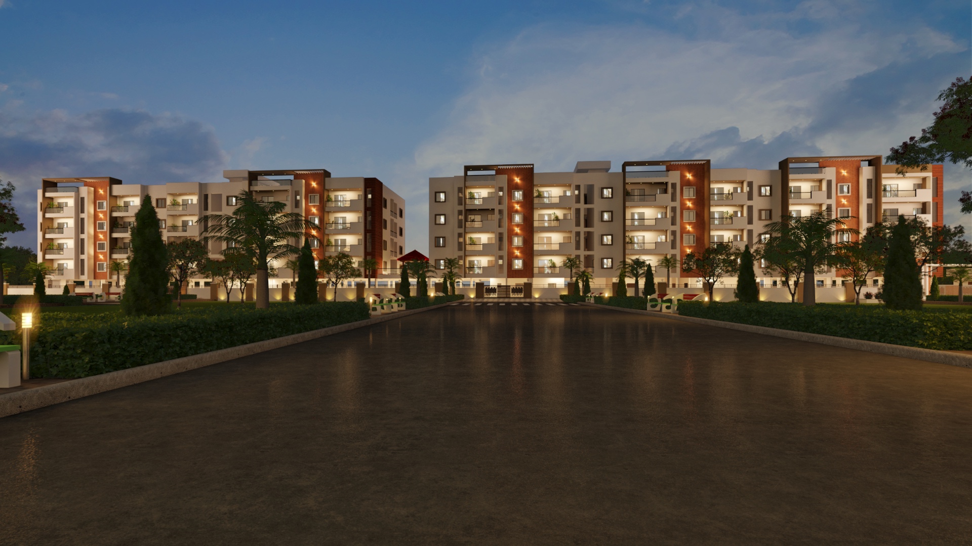 Sri Sai Ventures community at dusk